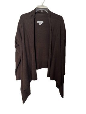 Vintage Lana Lee Brown Open Front Cardigan Size Small Waterfall Wool Blend